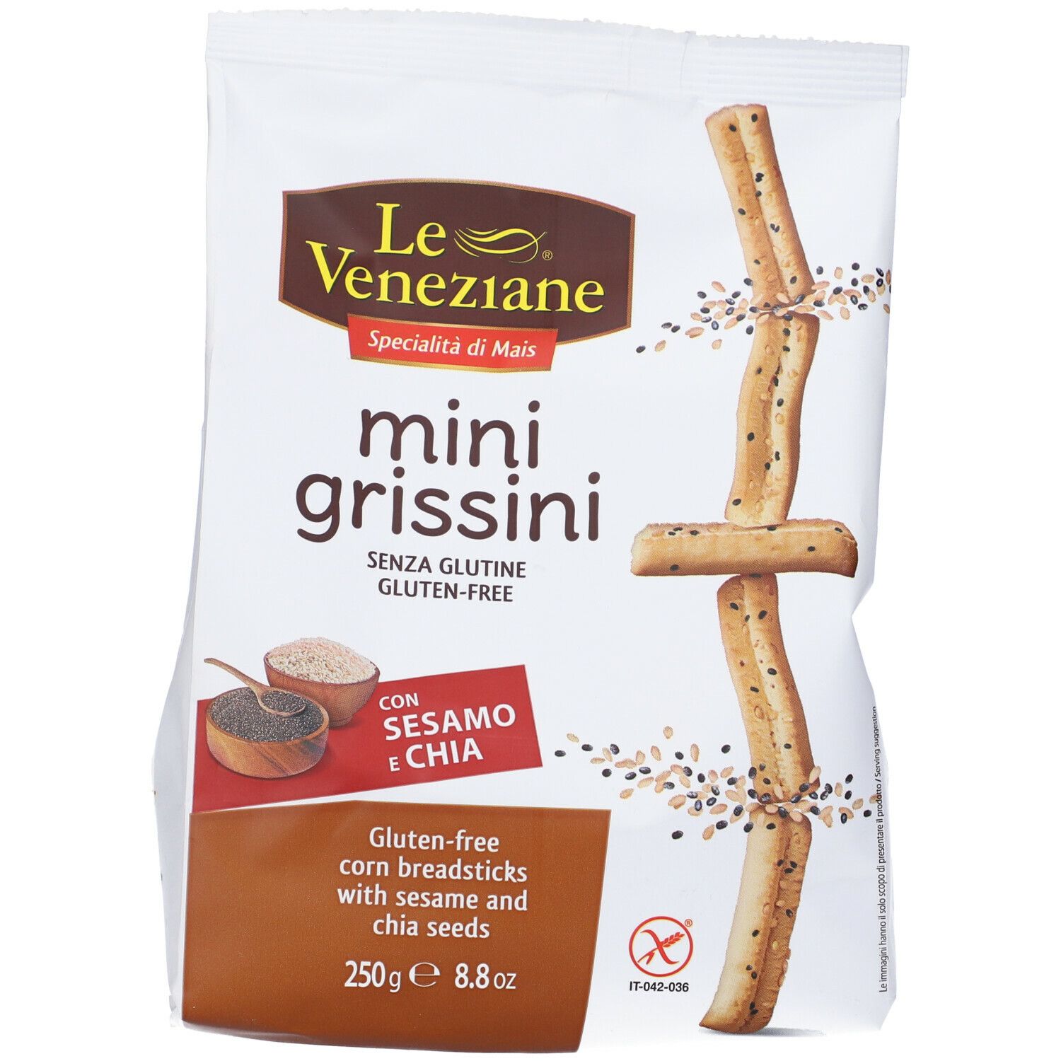 Le Veneziane Mini Grissini Sesamo E Chia 250 G 250 G Redcare