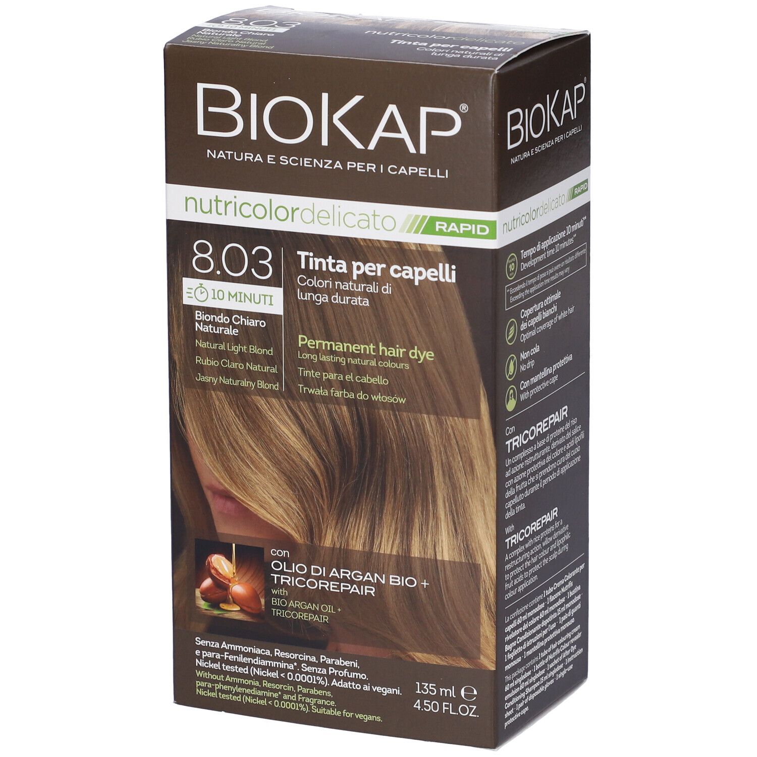 Biokap Nutricolor Delicato Rapid 8 03 Biondo Chiaro Naturale 135 Ml 135