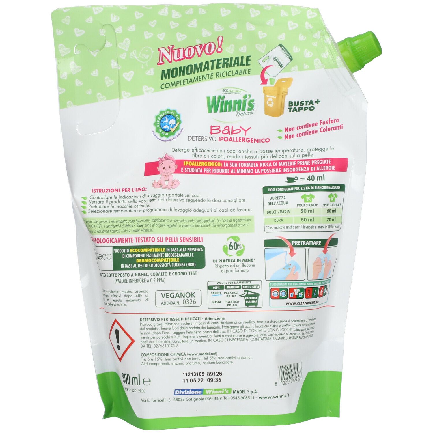 Winni S Naturel Detersivo Lavatrice Baby In Ecoformato Ml Redcare