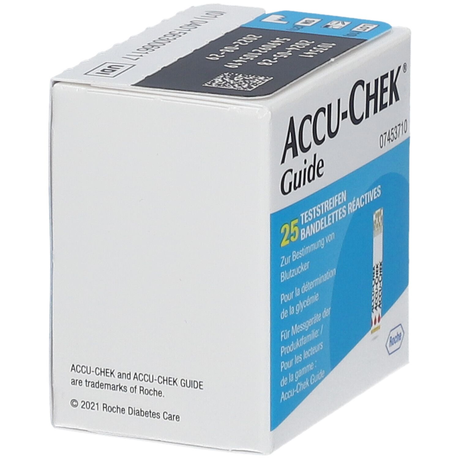 Strisce reattive Accu-Chek Guide per misurazione glicemia, 25 pezzi.