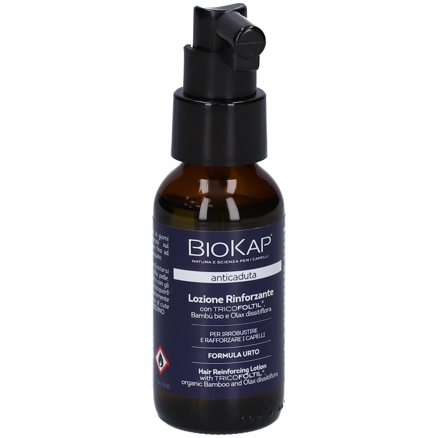 BioKap Lozione Rinforzante con TRICOFOLTIL, Bambù bio e Olax distillato.