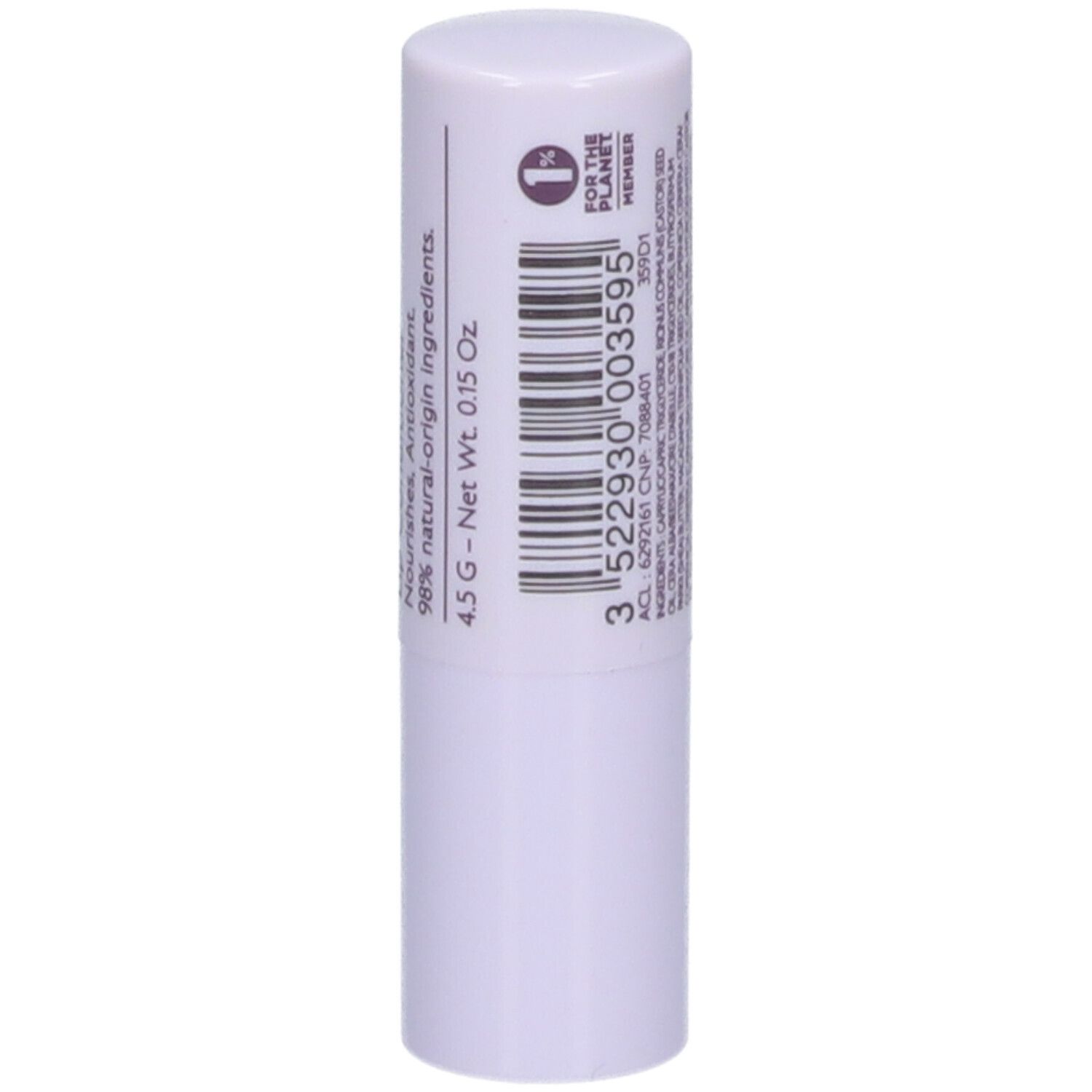 Stick balsamo labbra bianco, 4,5g, 98% ingredienti di origine naturale.