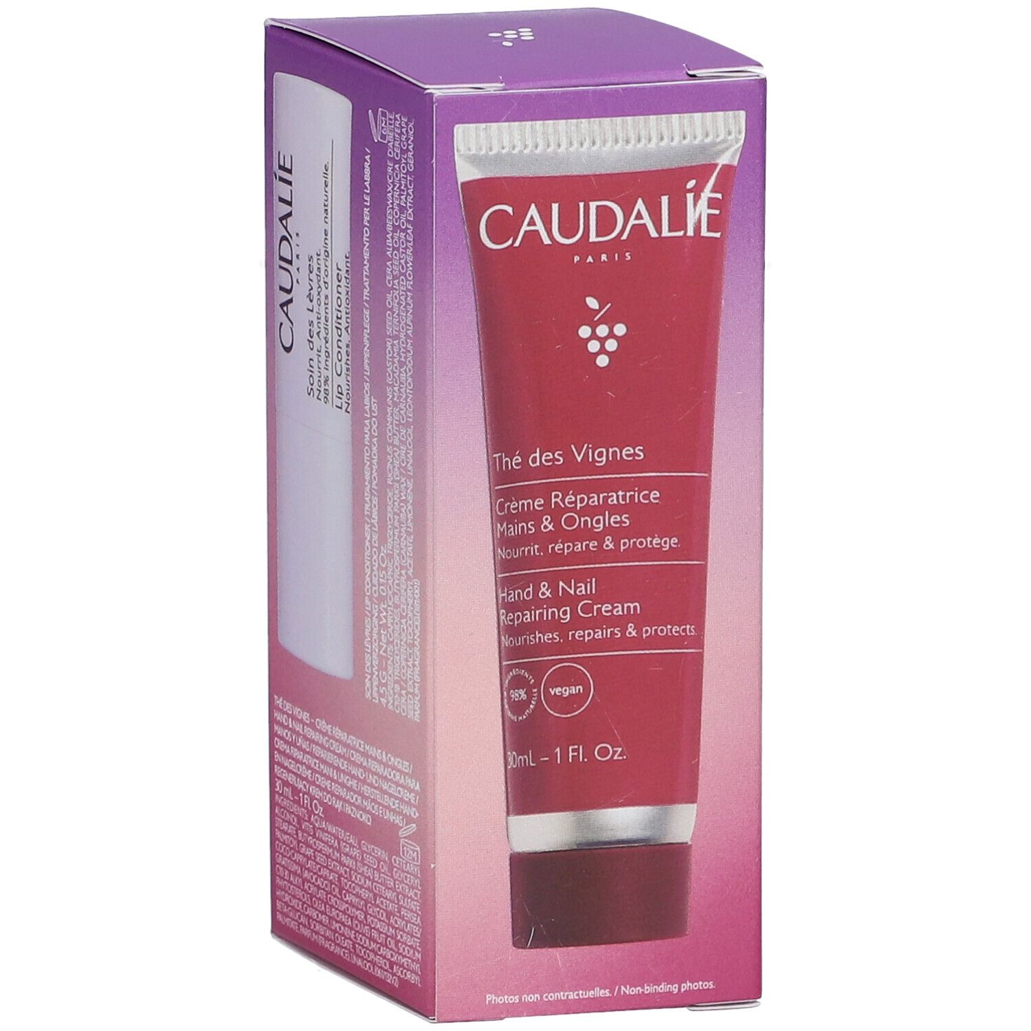 Tubo di crema mani e unghie CAUDALIE, 'Thé des Vignes'. 30ml. Vegan.