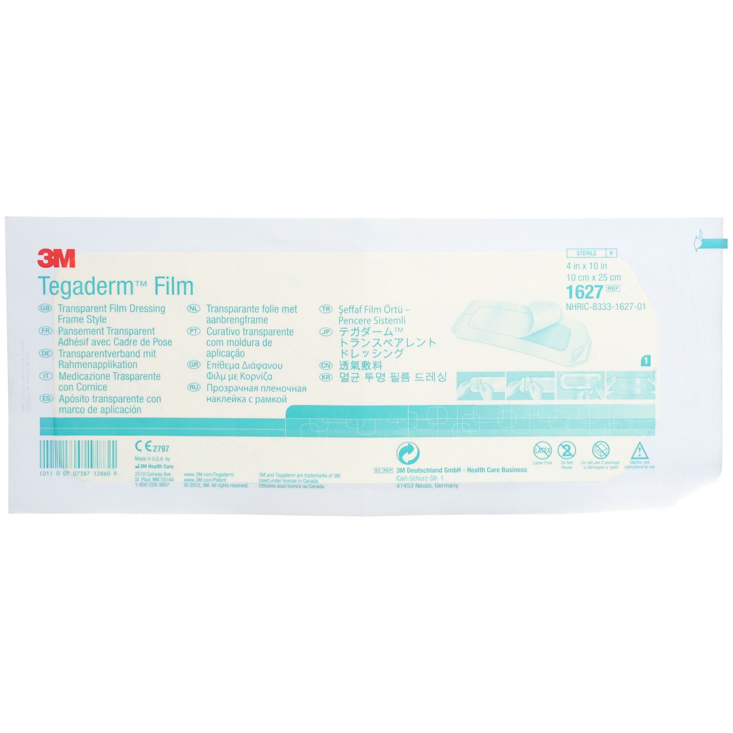 3M Tegaderm™ Film Medicazione Trasparente con Cornice 10 cm x 25 cm