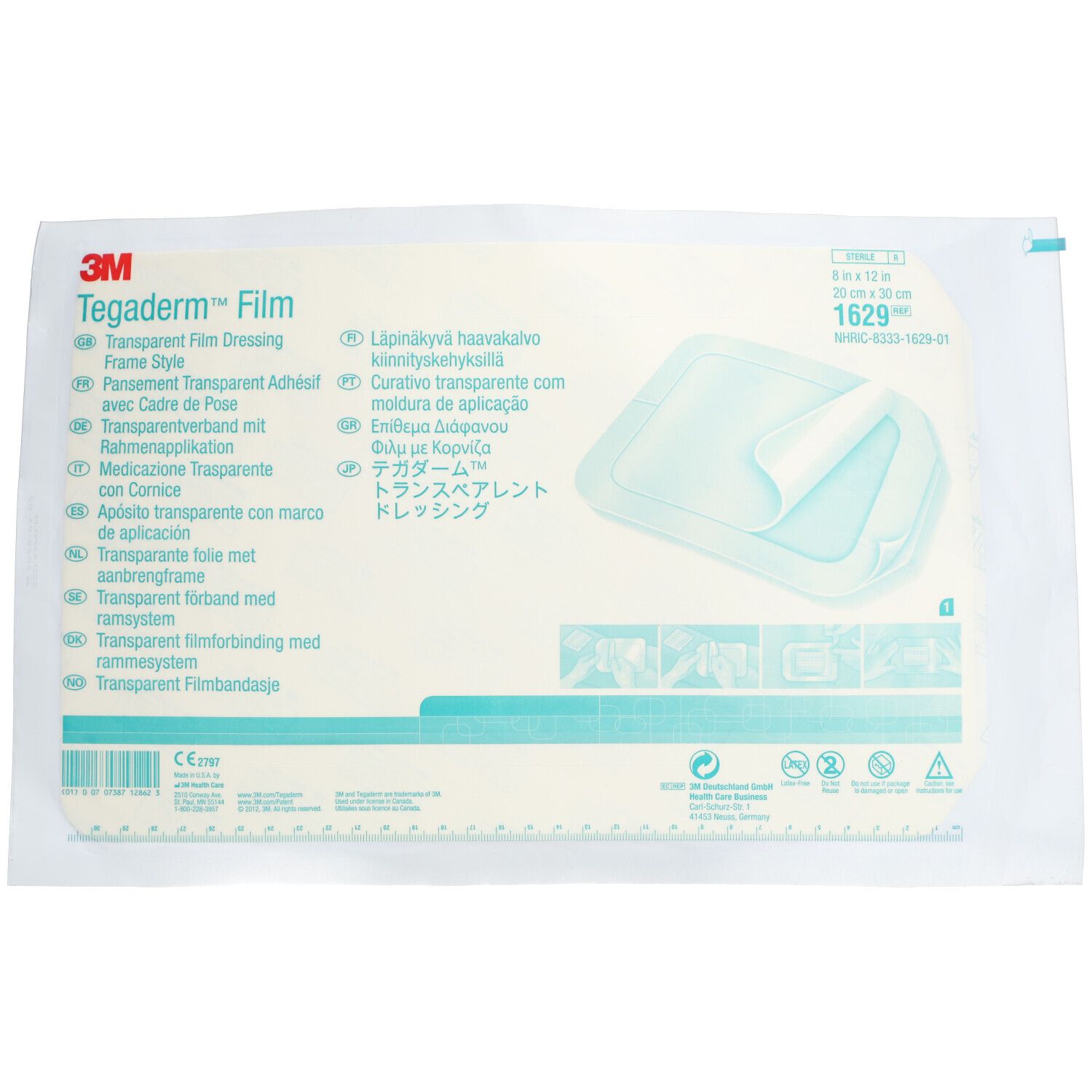 3M Tegaderm™ Film Medicazione Trasparente con Cornice 20 cm x 30 cm