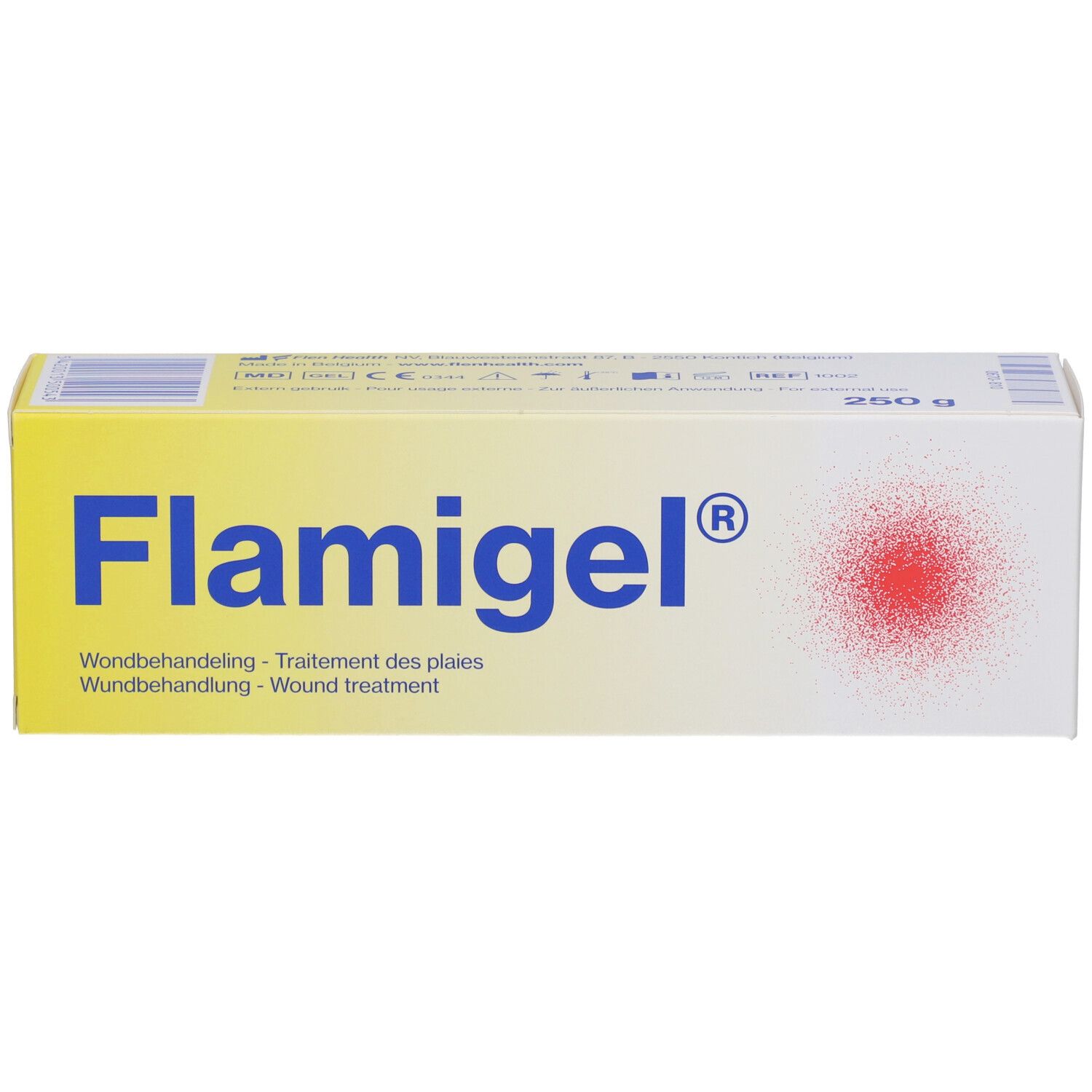 Tubo con Flamigel®. Domanda: Pelle danneggiata? Gamba con tagli da rasoio.