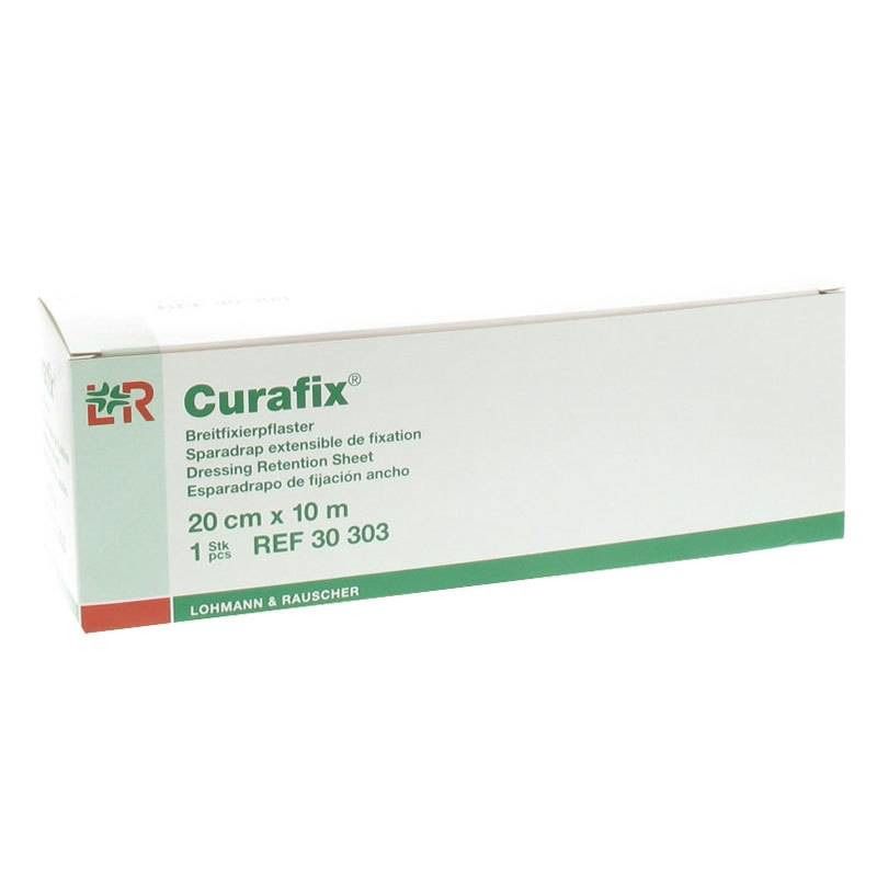 Confezione di Curafix. Sparadrappo estensibile di fissaggio, 20 cm x 10 m. Contiene 1 pezzo. Produttore: LOHMANN & RAUSCHER.