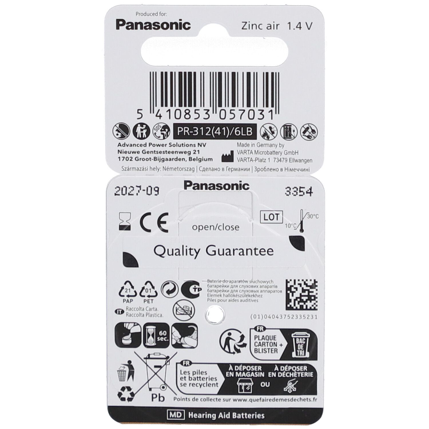 Panasonic Battery Ear Device Brown Pr 312H
