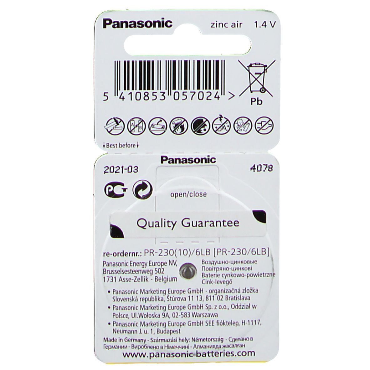 Panasonic Battery Ear Device Yellow Pr 230H