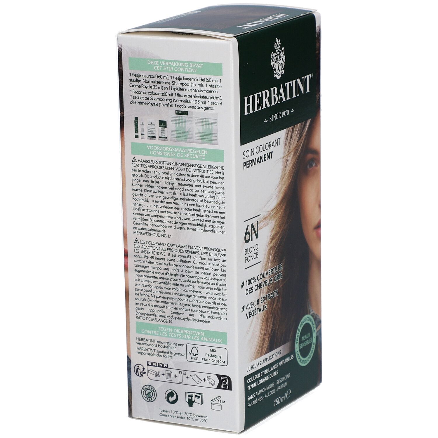 Herbatint Permanent Hair Coloring Dark Blond 6N