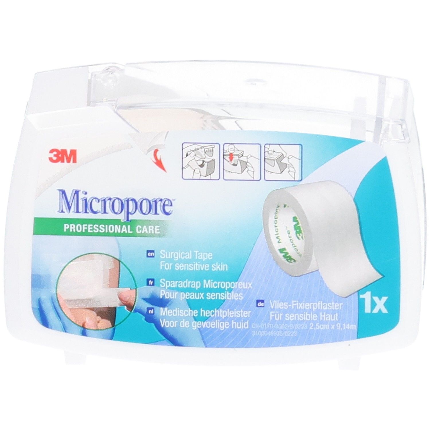 Nastro chirurgico professionale 3M Micropore per pelli sensibili, 1 rotolo.