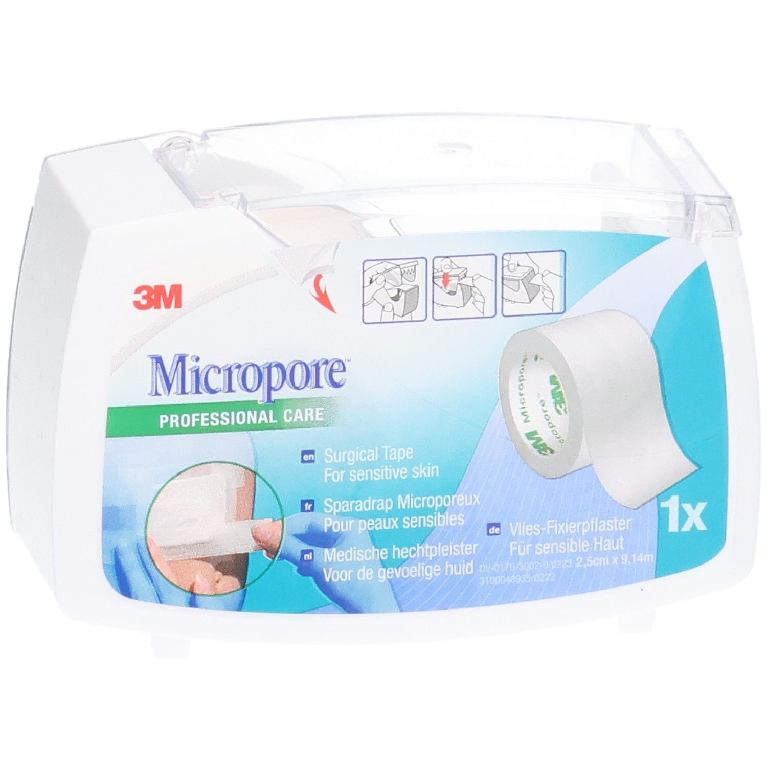 Nastro chirurgico Micropore 3M, 1x, per pelli sensibili.