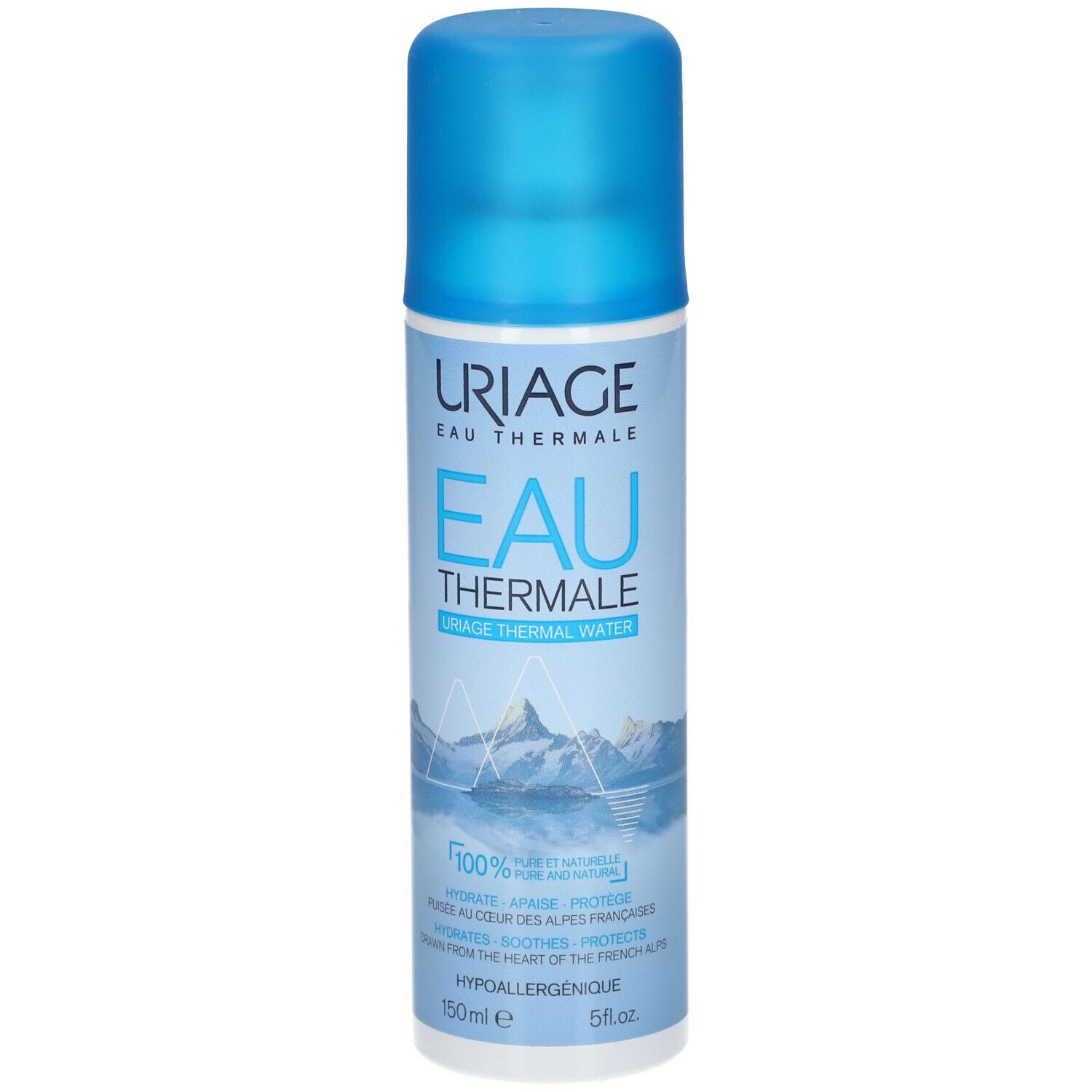 Volto di donna. Pelle con goccioline d'acqua. Testo: +32% di idratazione. Lenisce, idrata e protegge.