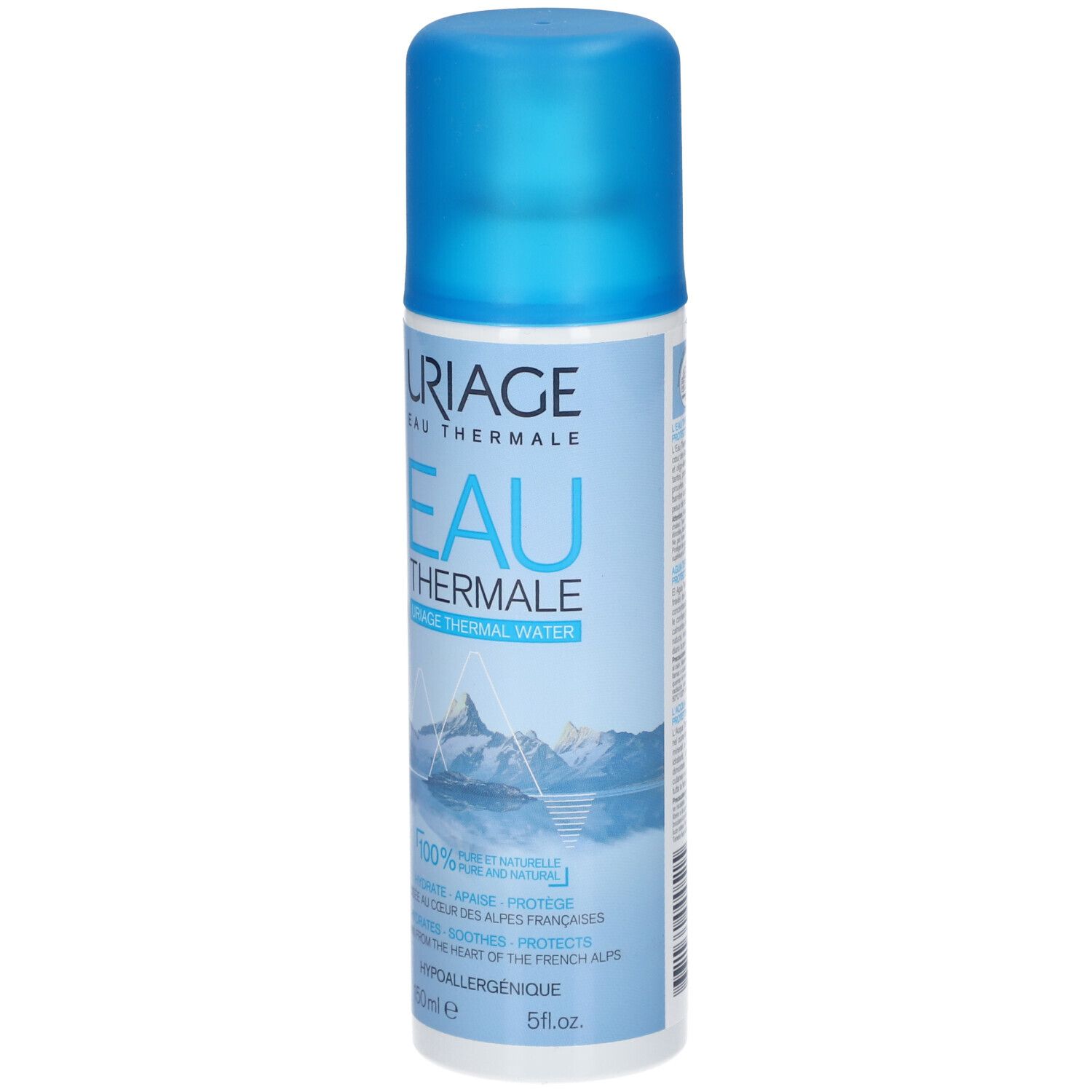 Quattro prodotti Uriage: spray, crema occhi, siero, crema. Routine idratante.