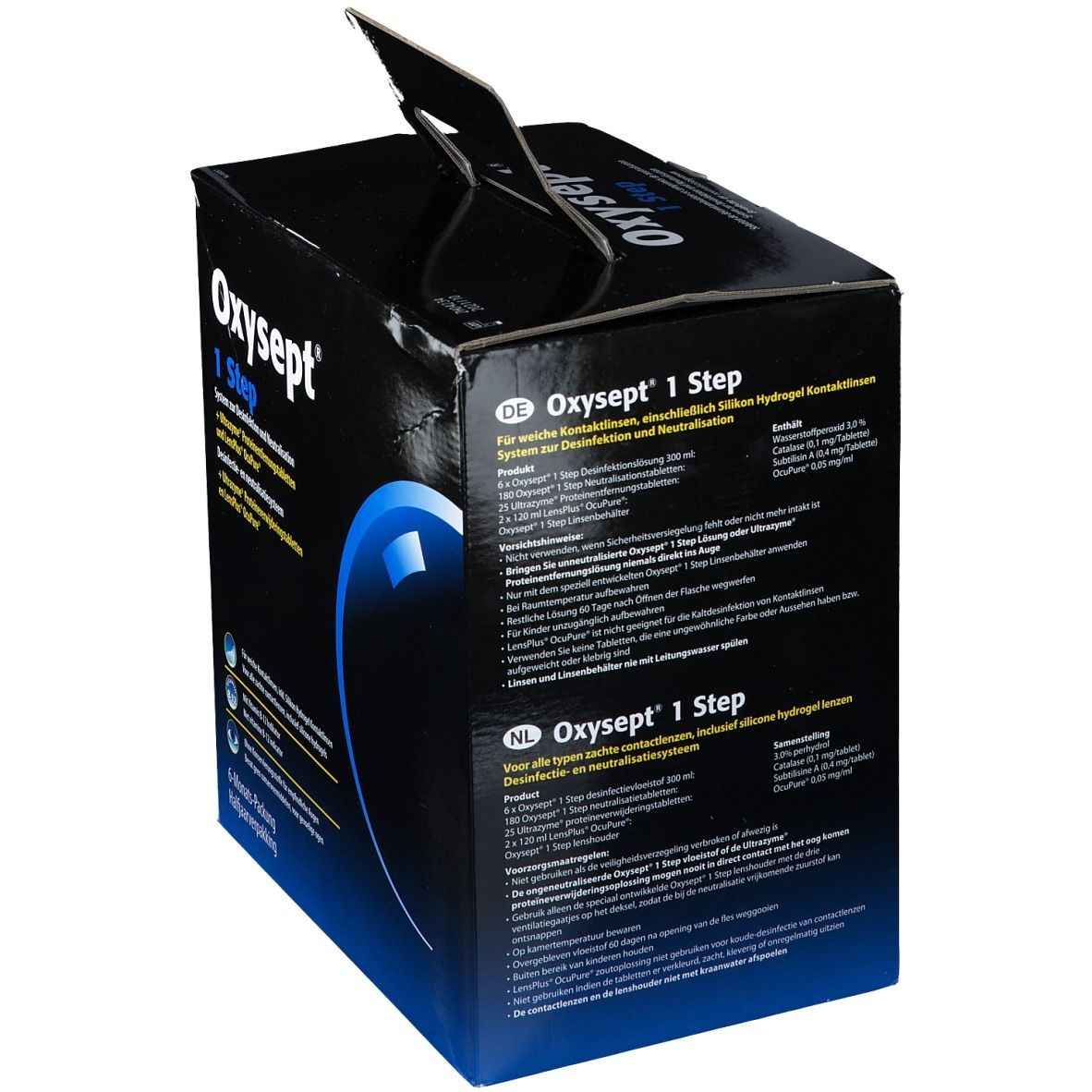 Oxysept 1 Step 6m 6x300ml + 180 Neutralisation Tablets + 25 Ultrazyme Tablets + 2x120ml Lens Plus