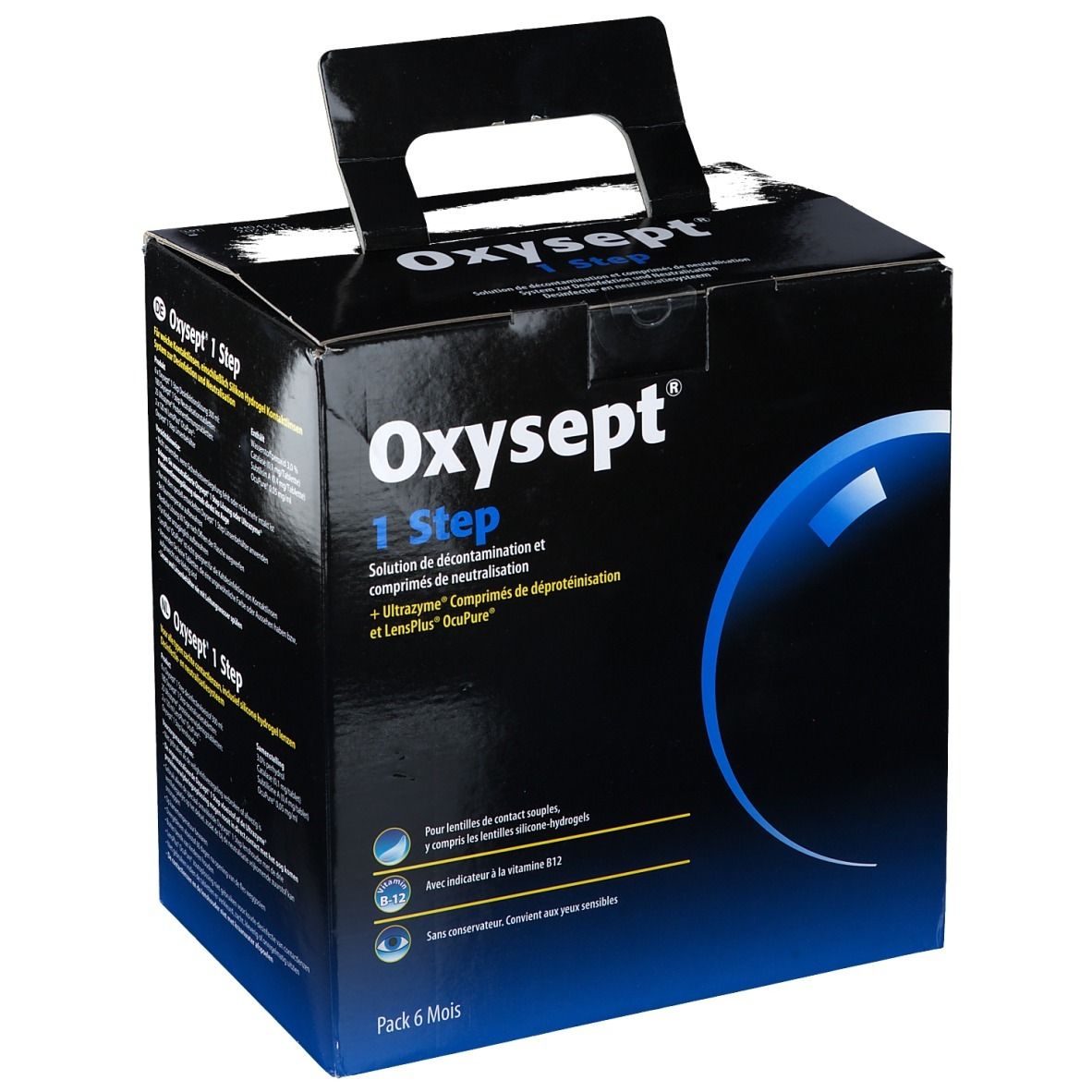Oxysept 1 Step 6m 6x300ml + 180 Neutralisation Tablets + 25 Ultrazyme Tablets + 2x120ml Lens Plus