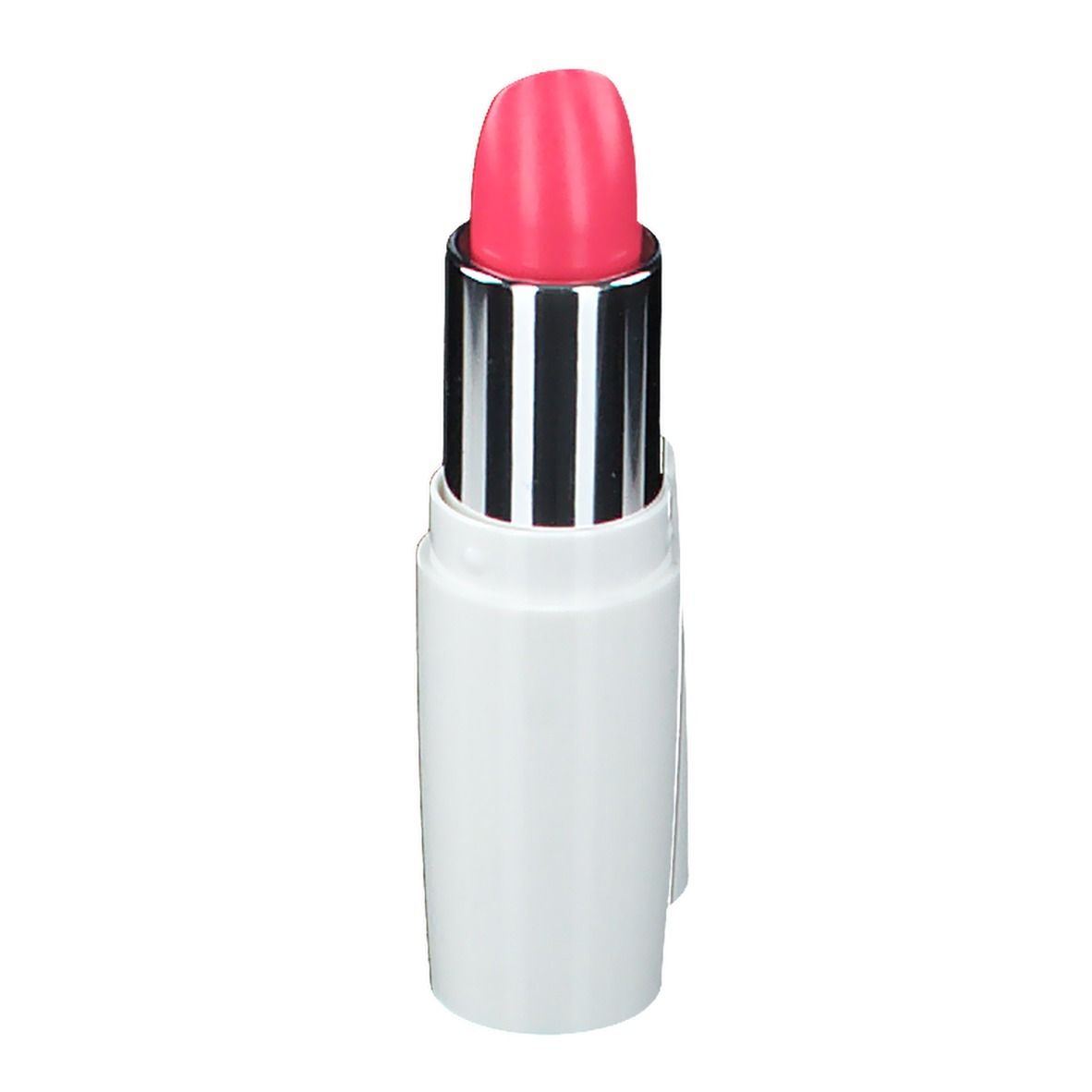 Rossetto rosa chiaro in un contenitore bianco. Il rossetto è visibile.