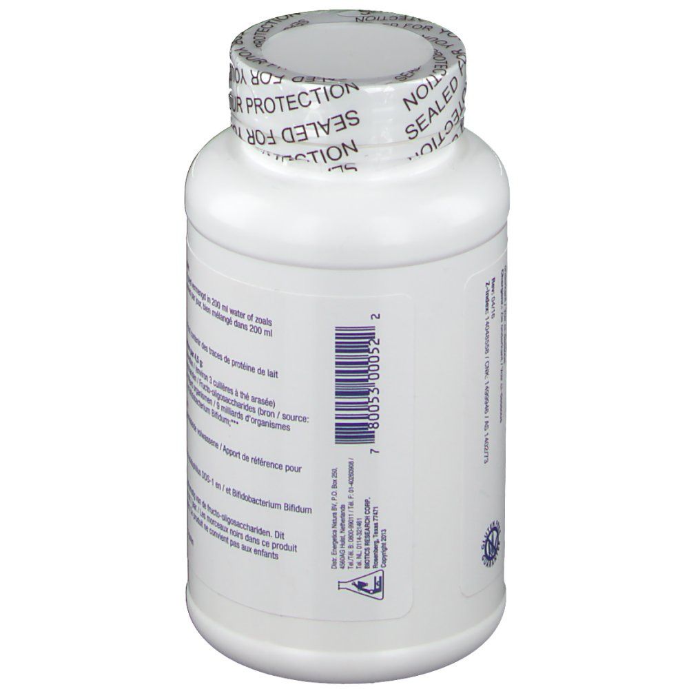 Retro del flacone bianco. Codice a barre e testo. Sigillo "SEALED FOR YOUR PROTECTION".