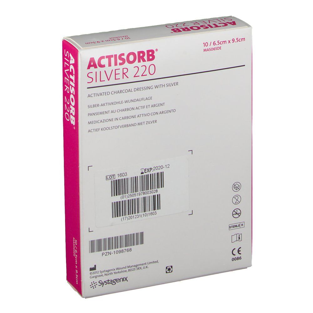 Actisorb Silver 220 9,5 cm x 6,5 cm