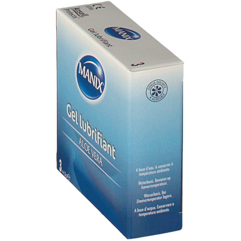 Scatola "MANIX Gel lubrifiant" Aloe Vera. Marchio CE. 3 pezzi.