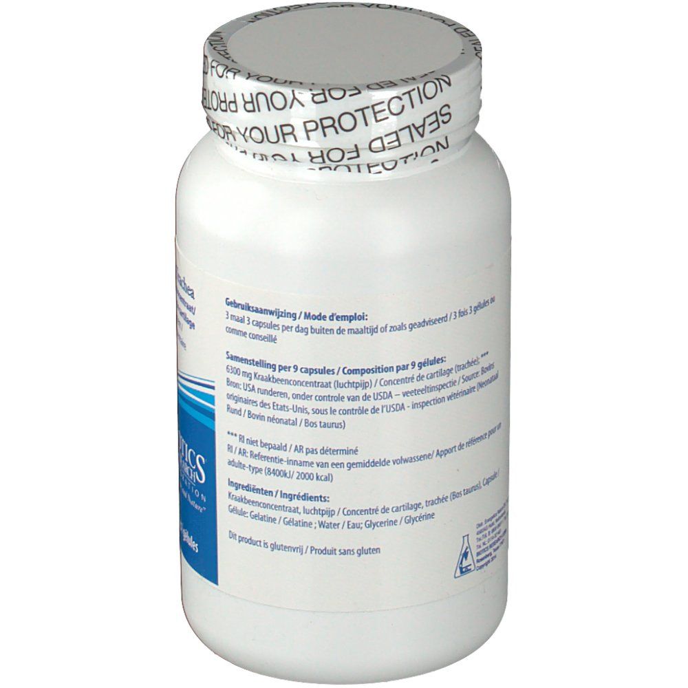 Retro di un flacone bianco. Testo: Istruzioni per l'uso, composizione, ingredienti. Sigillo: Sealed for your protection.