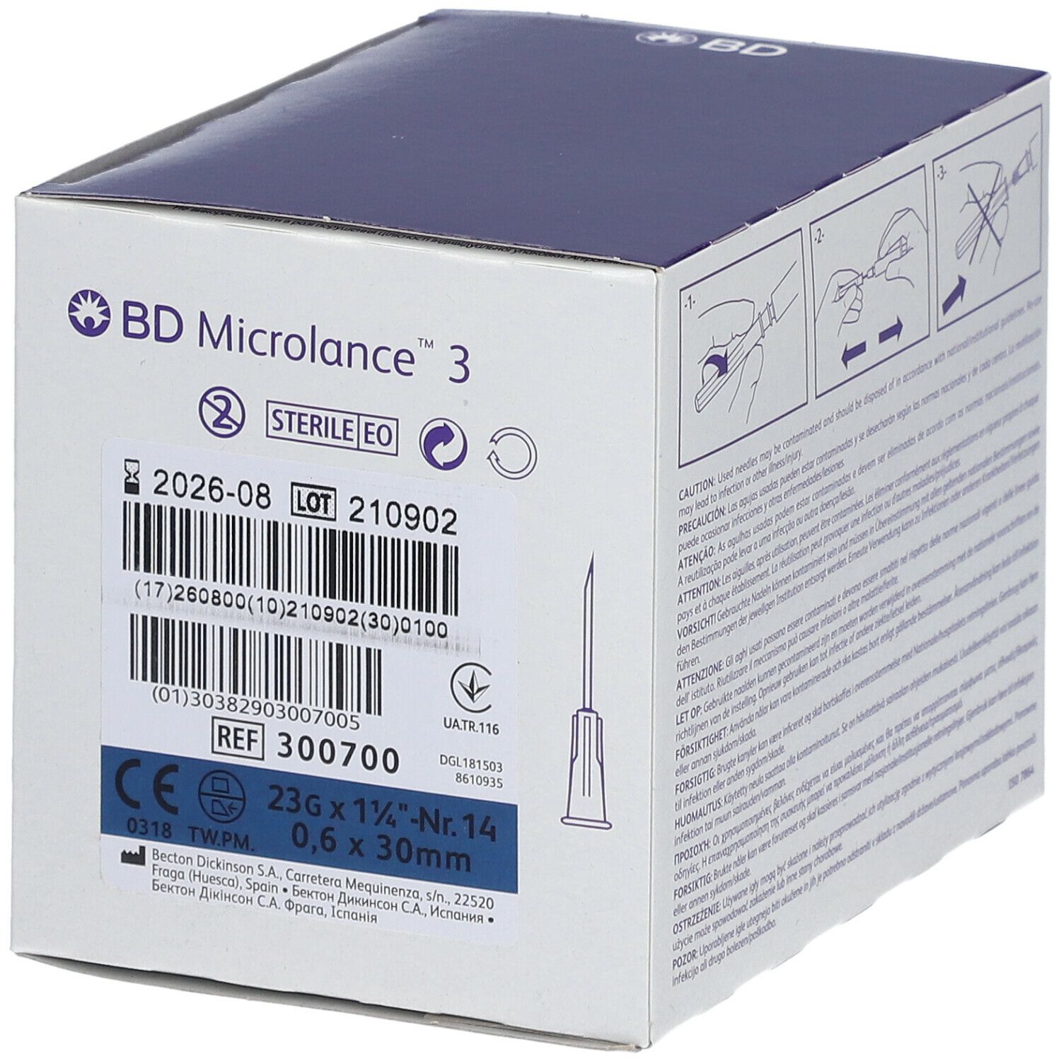 Ago Ipodermico BD Microlance™ 3 23 G x 1 1/4 Blu
