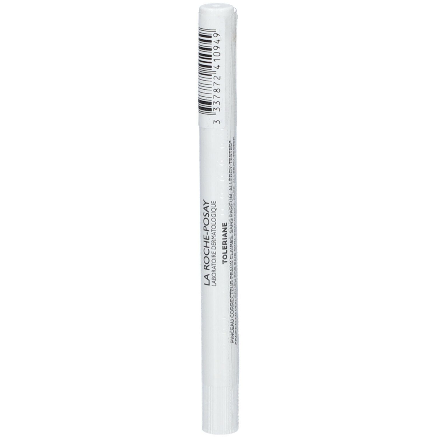 Penna bianca con codice a barre nero. Scritta: LA ROCHE-POSAY TOLERIANE.