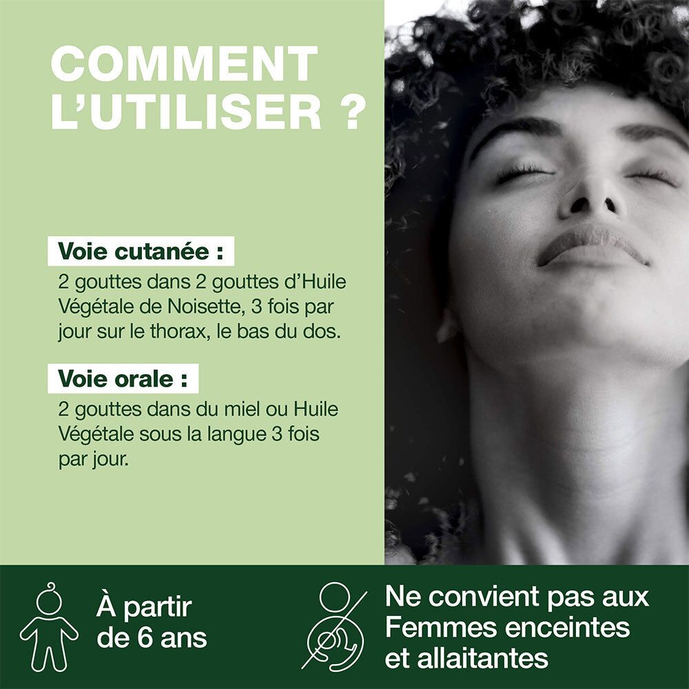 Istruzioni per l'uso: 2 gocce in olio vegetale, 3 volte al giorno. Non adatto a donne incinte e bambini -6 anni.