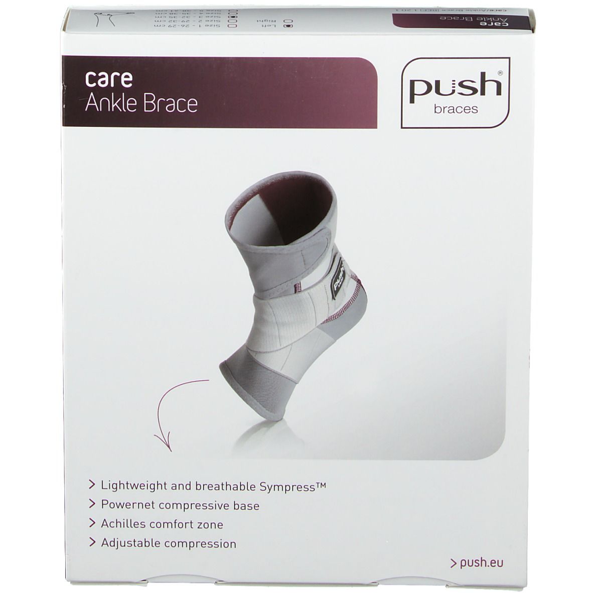 Push Braces Care Cavigliera Piede Sinistro 32-35 cm