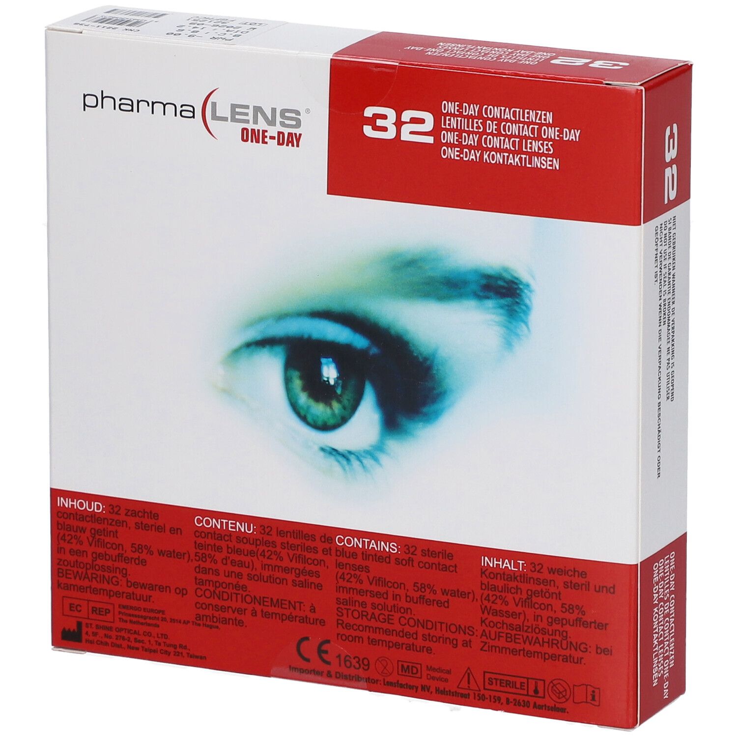 Confezione di lenti PharmaLens One-Day. Contiene 32 lenti. Informazioni dettagliate e composizione.