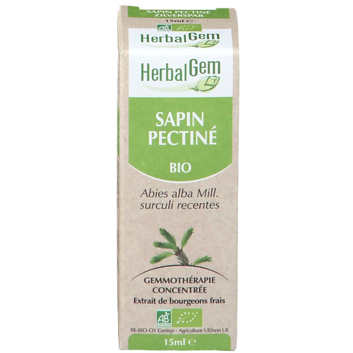 Confezione. Scatola con nome del prodotto e logo. HerbalGem. Logo bio.