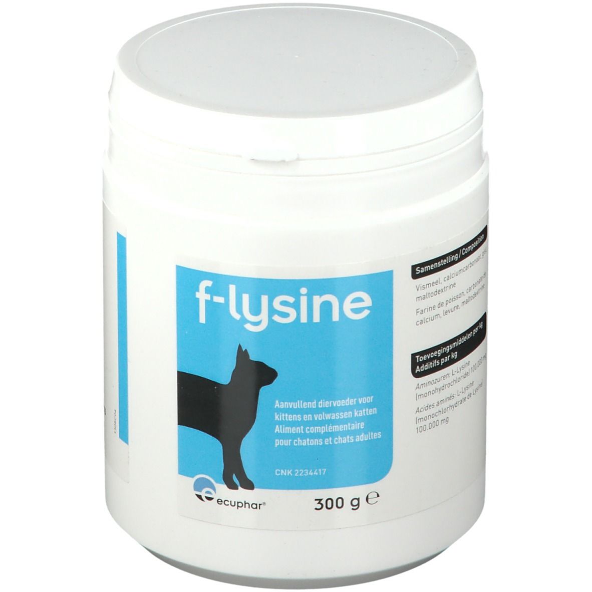 Retro del contenitore bianco. Informazioni su produttore, indirizzo e numero di registrazione. Scadenza: 01/2023.