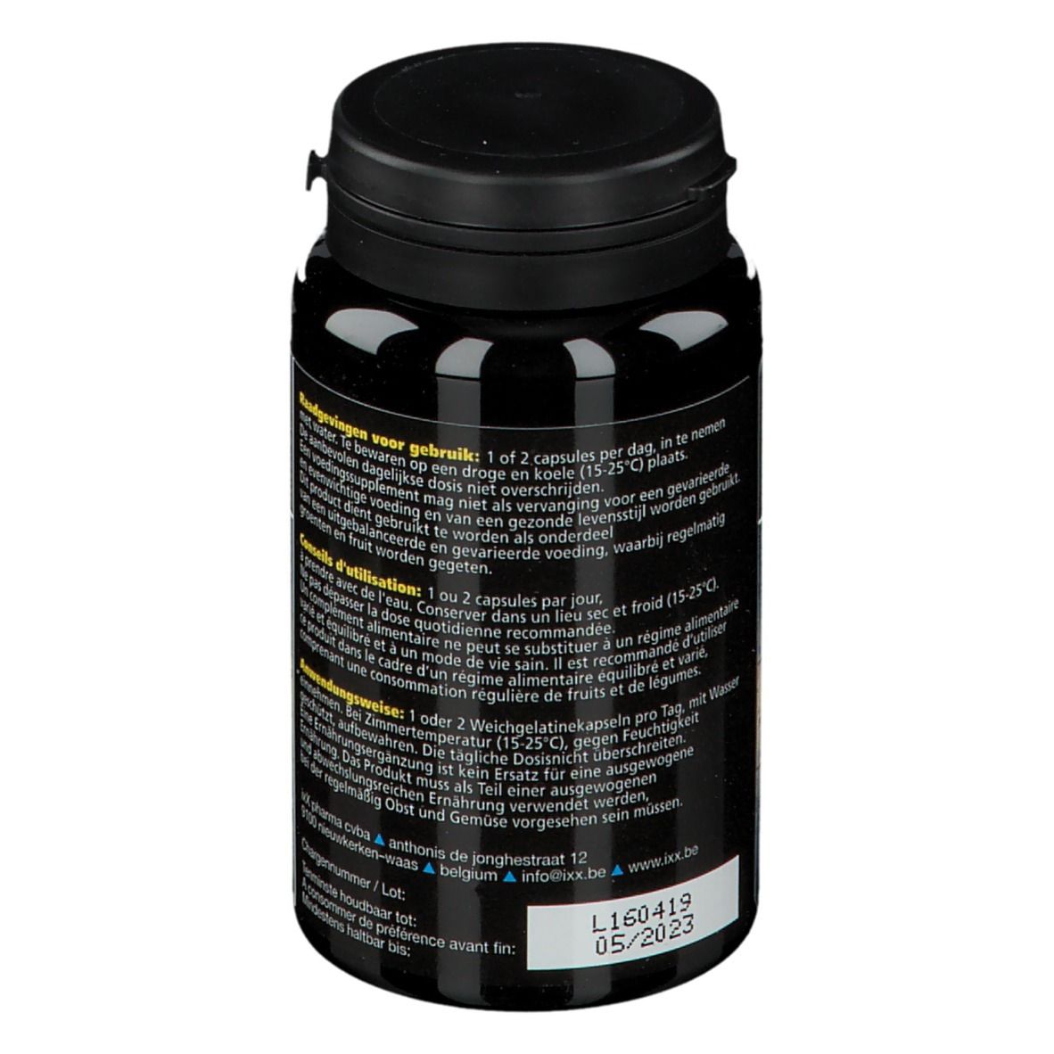 Retro flacone nero ZenixX Kidz. Testo, 90 capsule. Omega-3 per bambini e adolescenti.