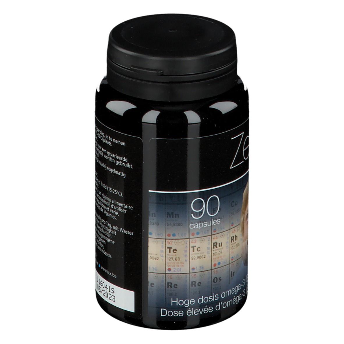 Flacone nero ZenixX Kidz. 90 capsule. Scritta: Omega-3. Per bambini e adolescenti.