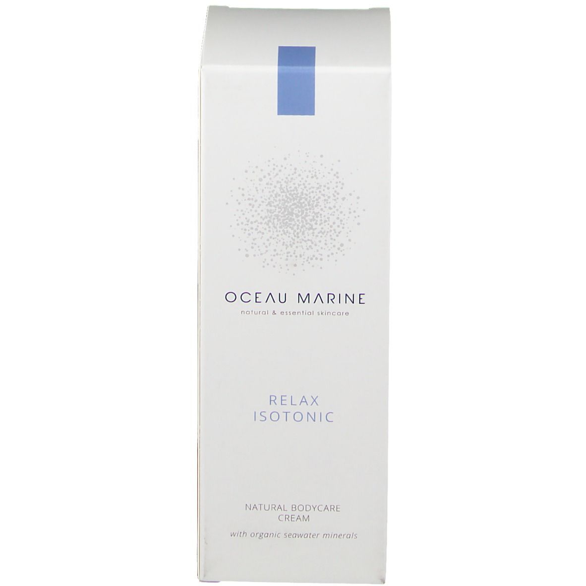 Scatola bianca con scritta: oceau marine, Relax Isotonic, Natural Bodycare Cream.