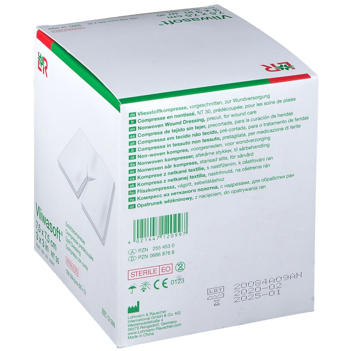 Vliwasoft® Compresse fessurate con taglio a Y 7,5 cm x 7,5 cm