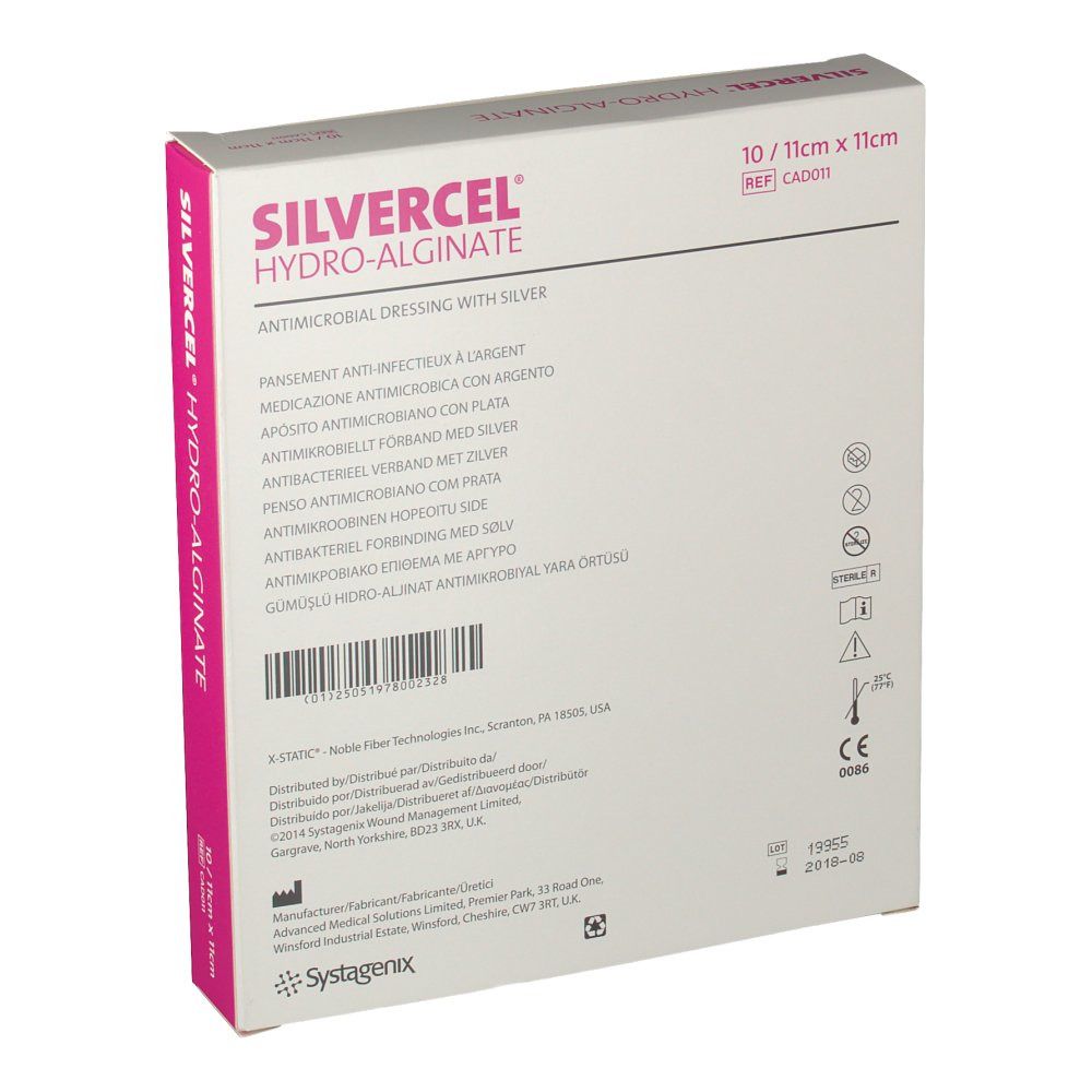 Silvercel® Bendaggio Adesivo Idro Alginato 11 x 11 cm