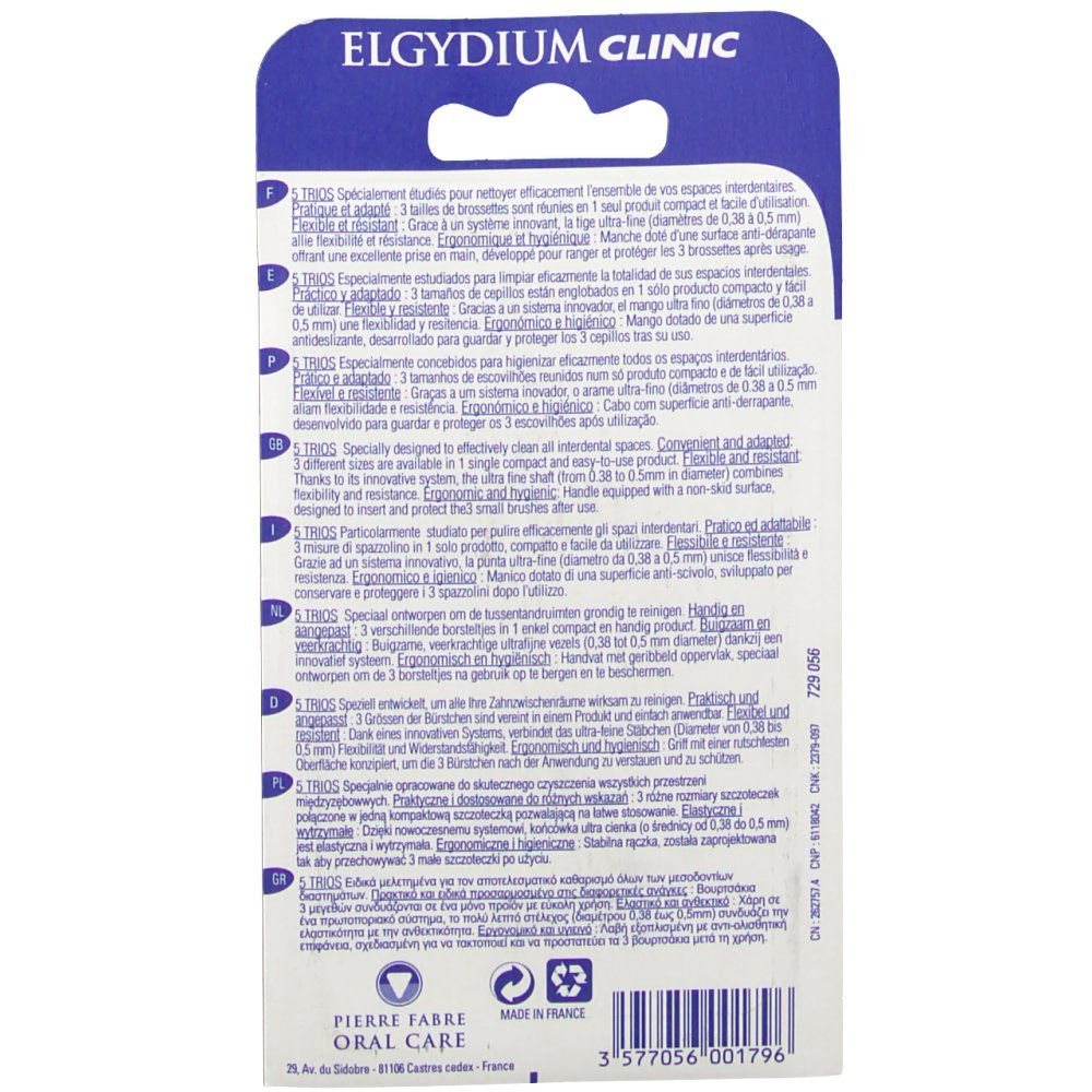 Retro della confezione con testo multilingue. Marchio e nome del prodotto visibili.