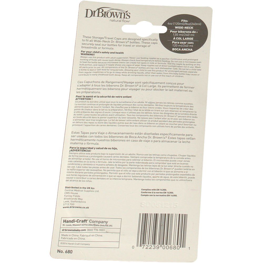 Dr Brown Travel Caps Baby Bottle