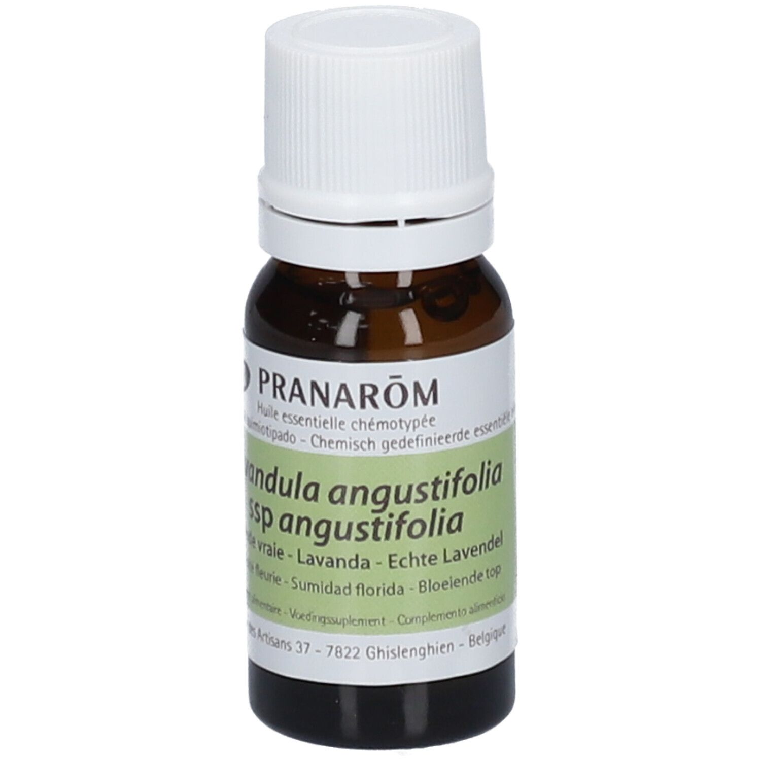 Flacone di vetro marrone con tappo bianco. Etichetta con nome del prodotto e ingredienti. Certificazione BIO.