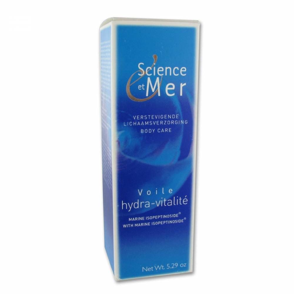 Confezione blu "Science et Mer". Testo: "Voile hydra-vitalité". "MARINE ISOPETINOSIDE".