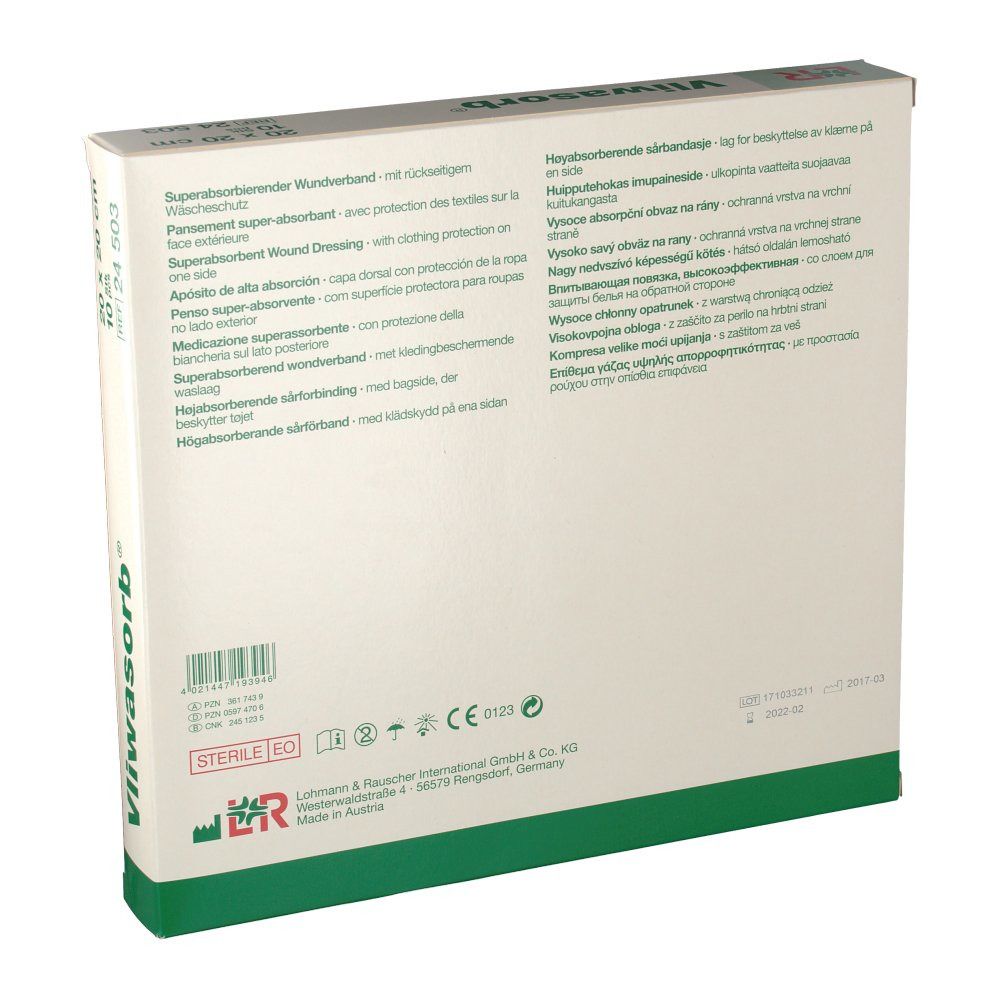 Vliwasorb® Medicazione superassorbente 20 cm x 20 cm