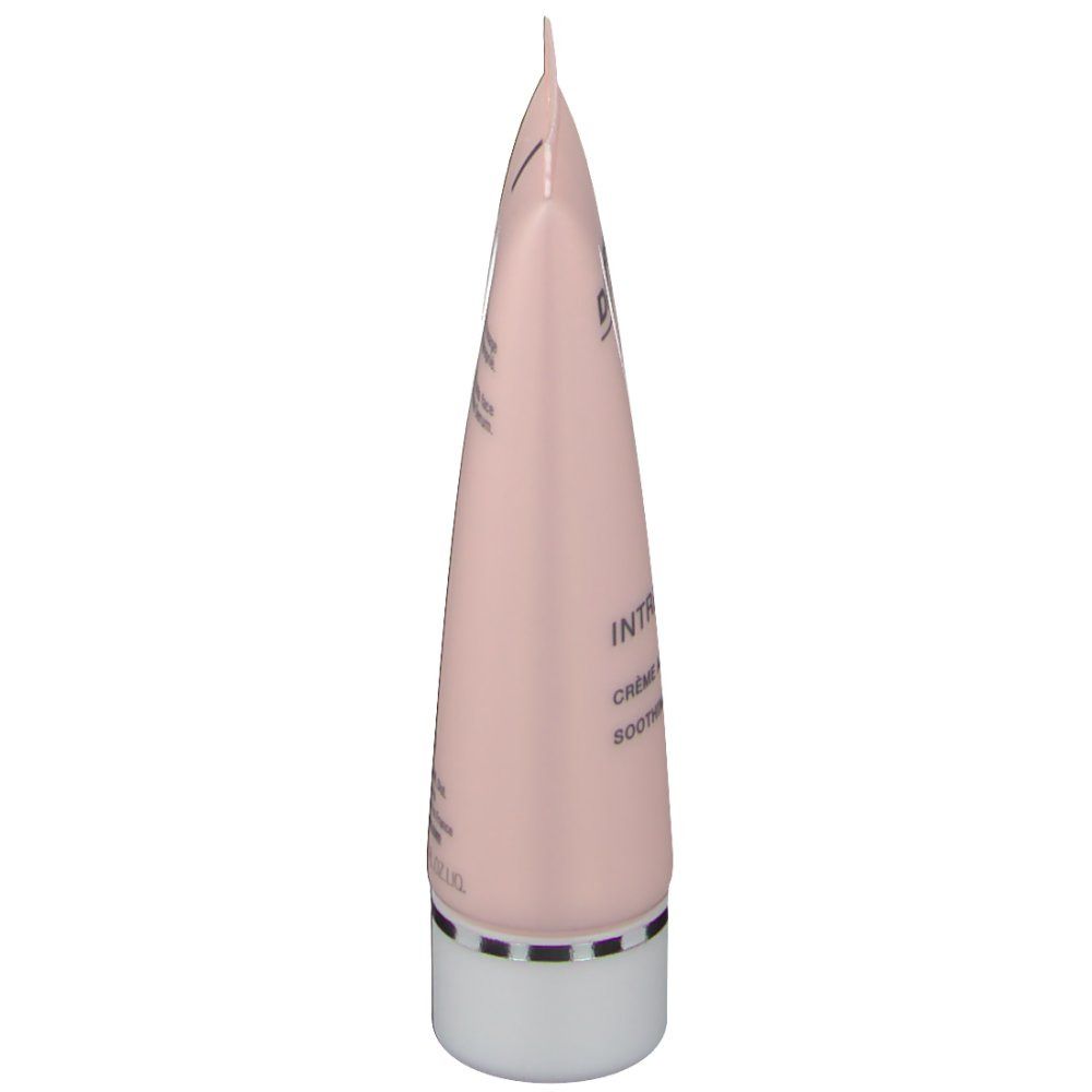 Vista laterale del tubo rosa con tappo bianco. Testo sul tubo.