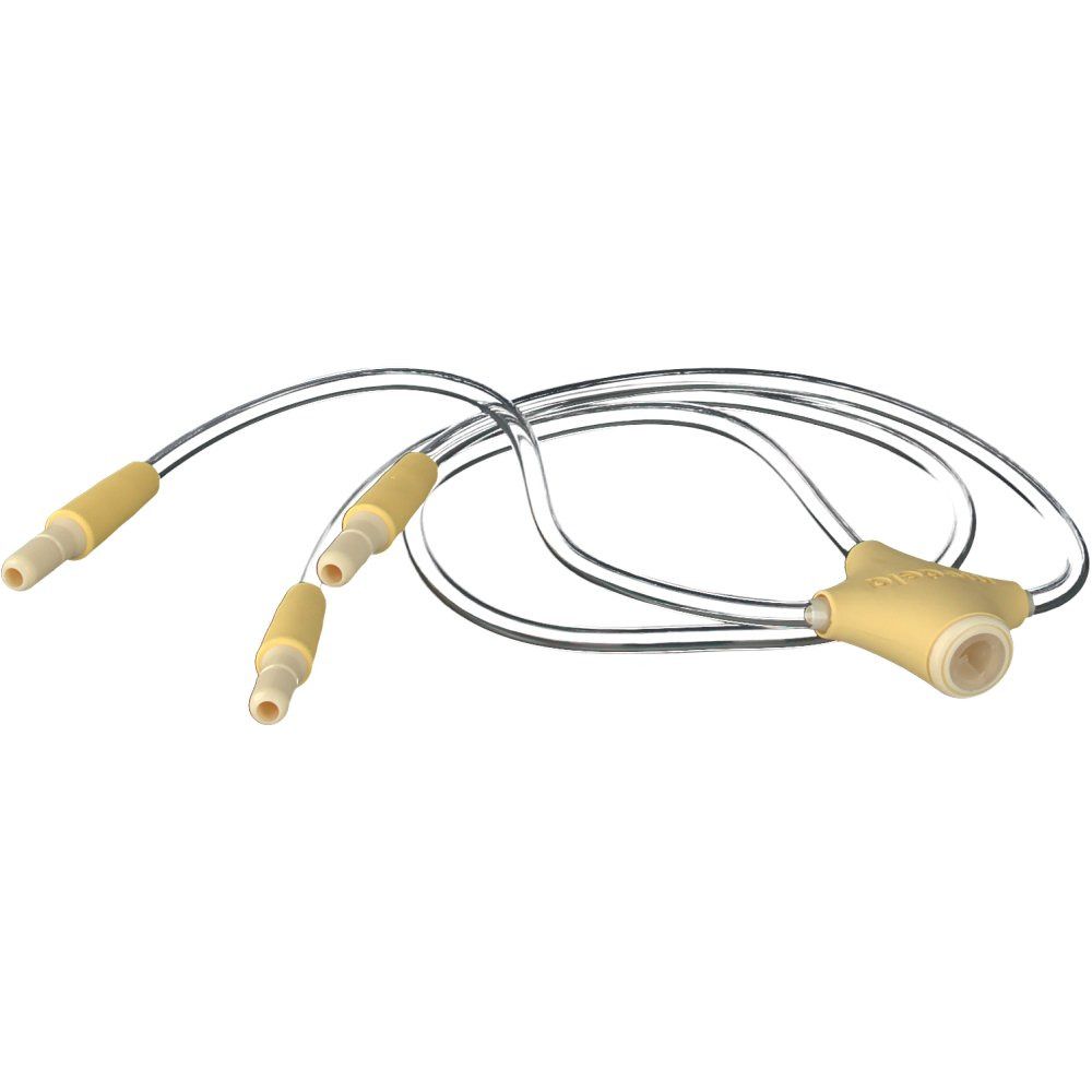 Tubo Medela Freestyle PVC. Tubi in plastica gialla e trasparente con tre connettori.
