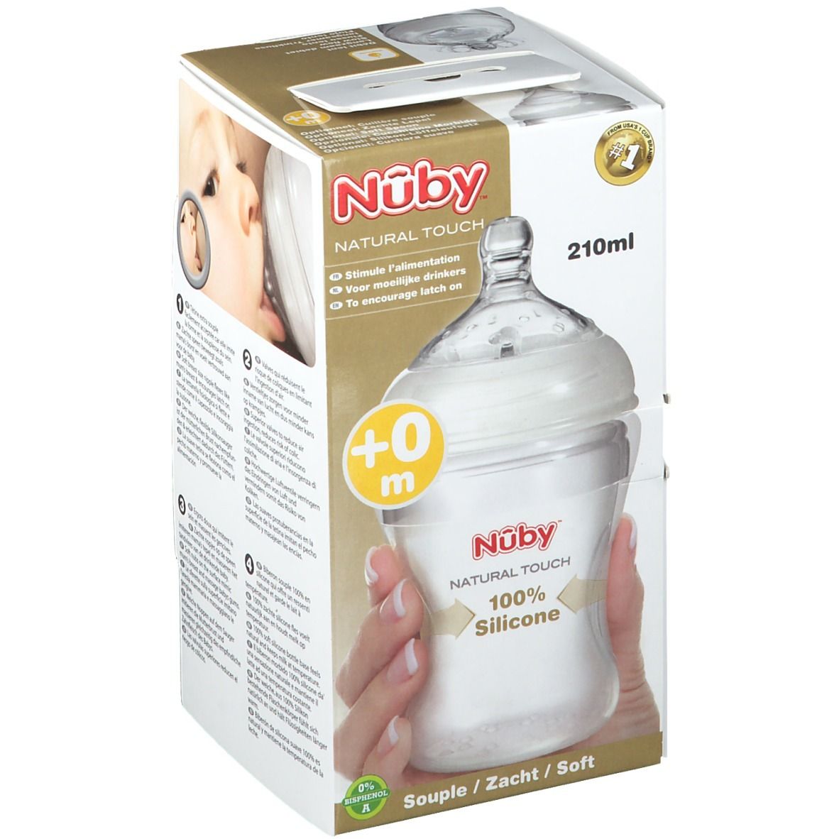 Nuby Suction Bottle Silicone 210ml 0 Month + Teat Slowly