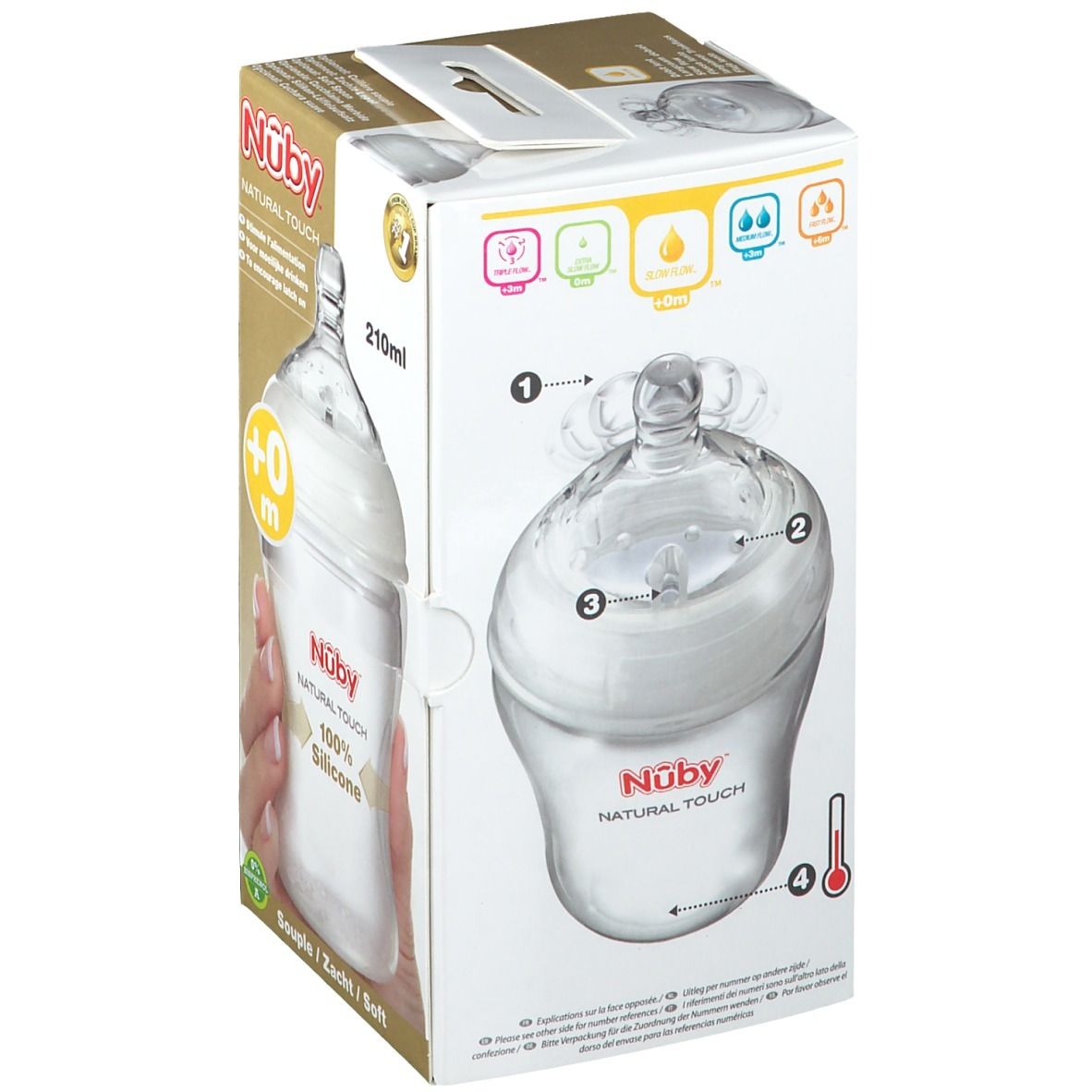 Nuby Suction Bottle Silicone 210ml 0 Month + Teat Slowly