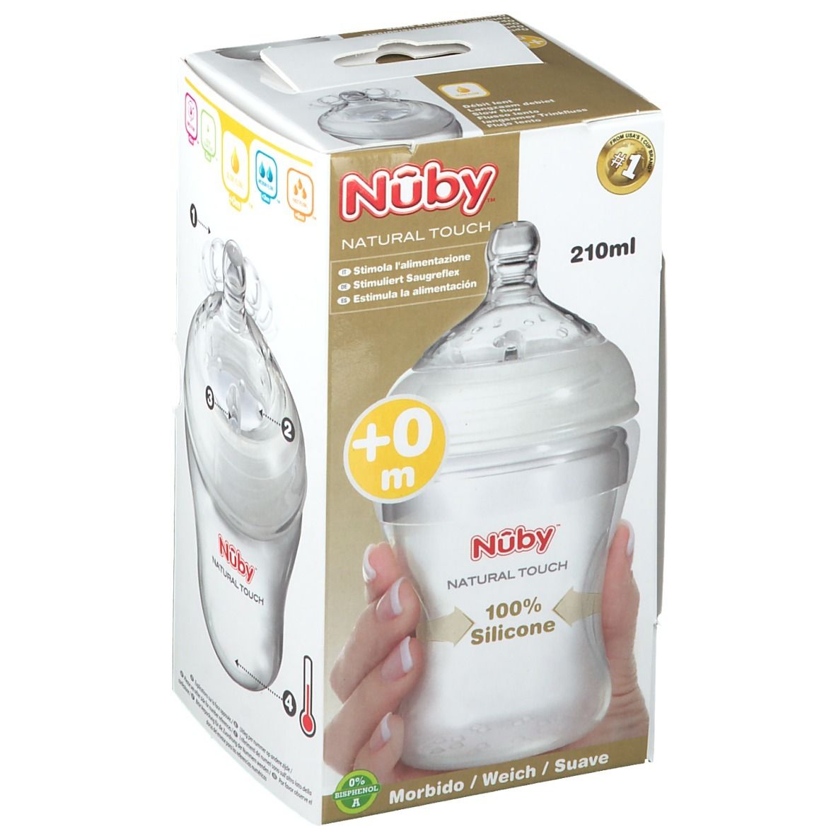 Nuby Suction Bottle Silicone 210ml 0 Month + Teat Slowly