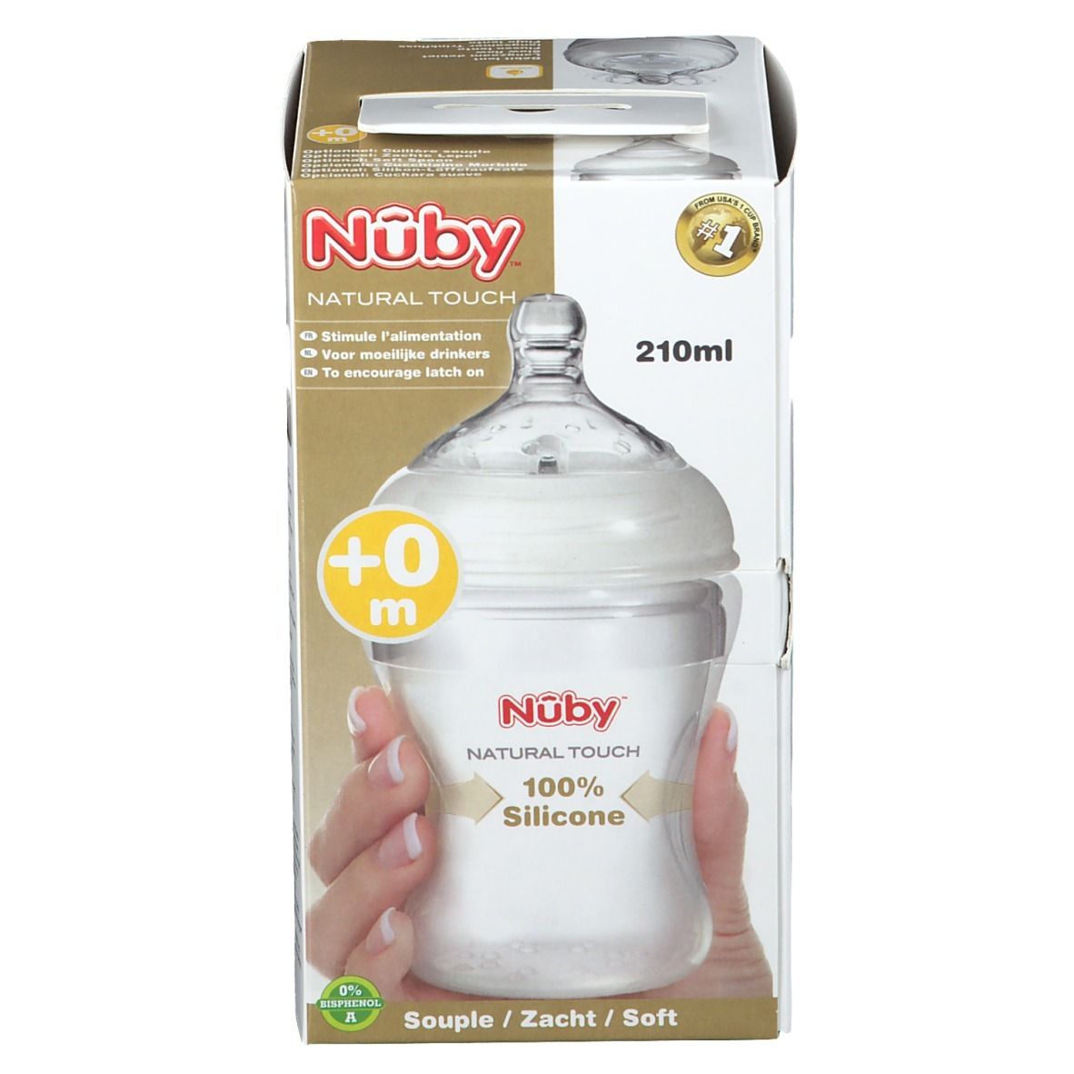 Nuby Suction Bottle Silicone 210ml 0 Month + Teat Slowly
