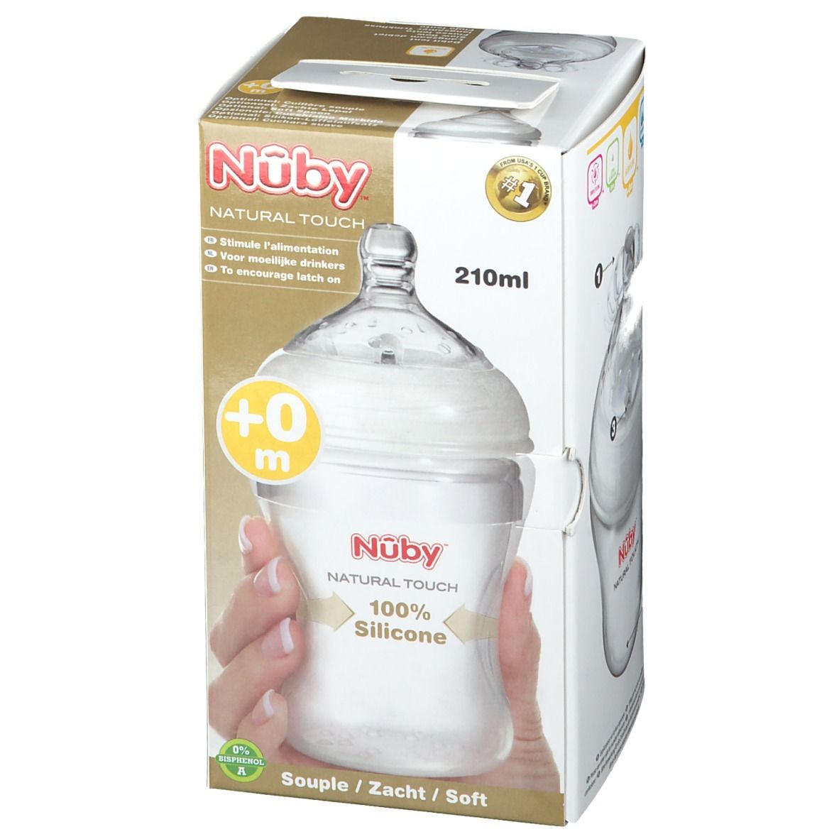 Nuby Suction Bottle Silicone 210ml 0 Month + Teat Slowly