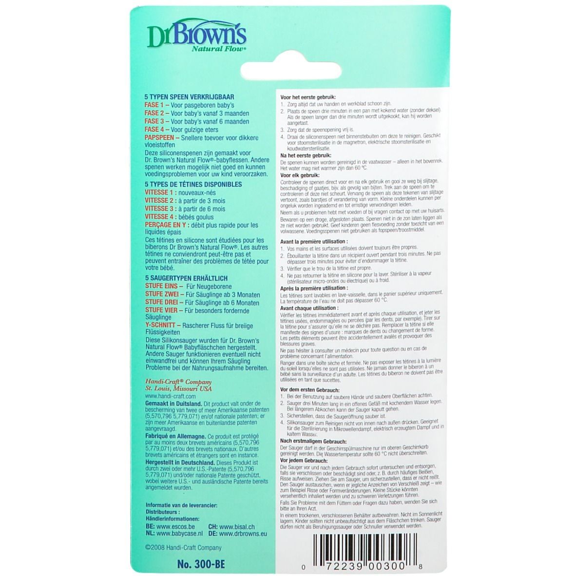 Dr Brown Teat 1st Age for Suction Bottle Glas